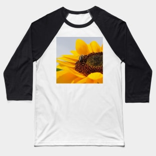 Vibrant Yellow Sunflower and Bee Baseball T-Shirt